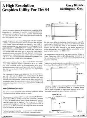 [A High Resolution Graphics Utility for the 64 (1/8)]